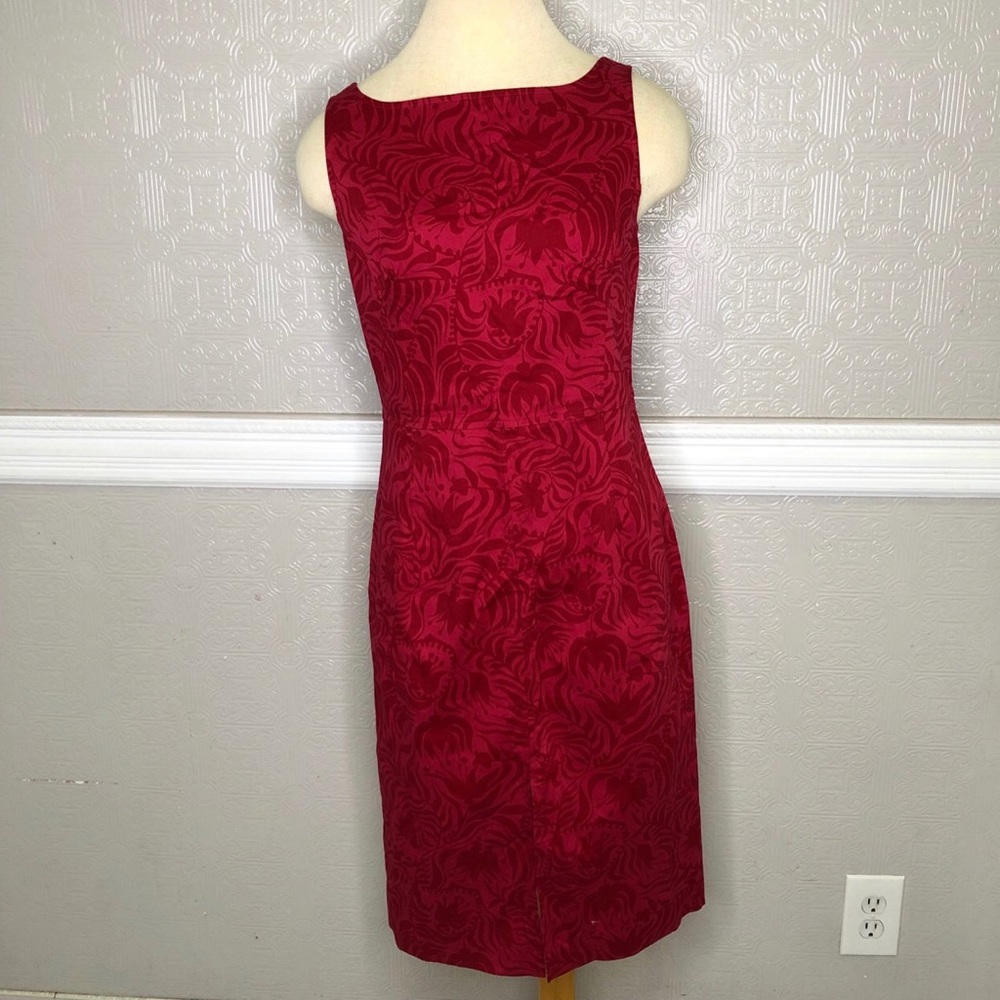 Express Red Floral Stretch Dress Sleeveless Knee Length Double Slit Size 7/8